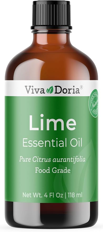 Viva Doria Lime Essential Oil, 100% Pure, Natural, Mexican Lime Essential Oil, Undiluted, for Aromatherapy | Food Grade, 118 mL (4 Fluid Ounce)