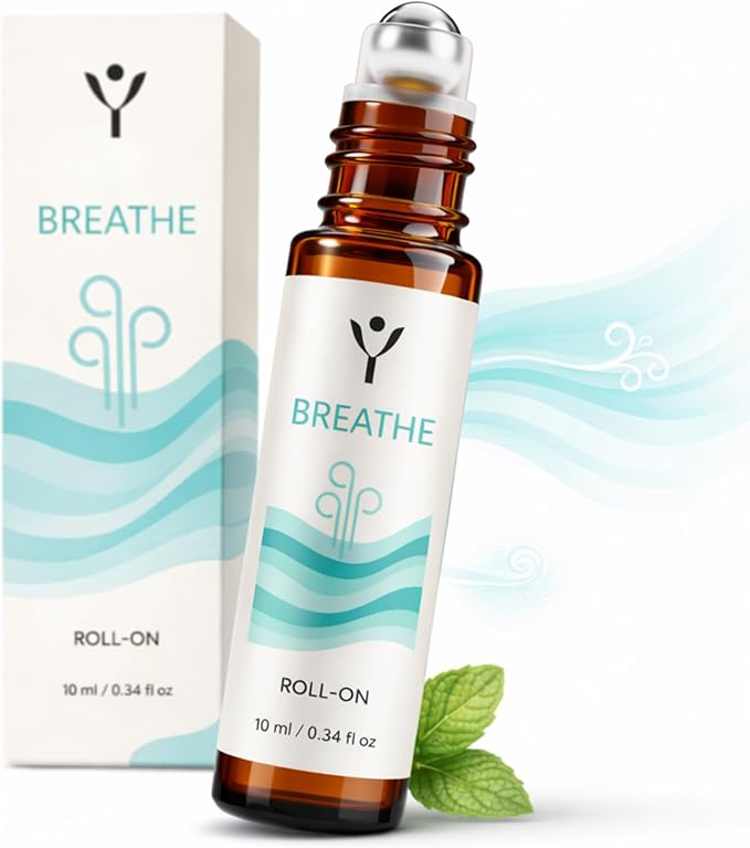 Peppermint Oil Roll On for Headache & Sinus Relief – Cooling Peppermint & Eucalyptus Essential Oil Roller for Migraine, Congestion & Breathing Support – Aromatherapy Roll-On 10 ml