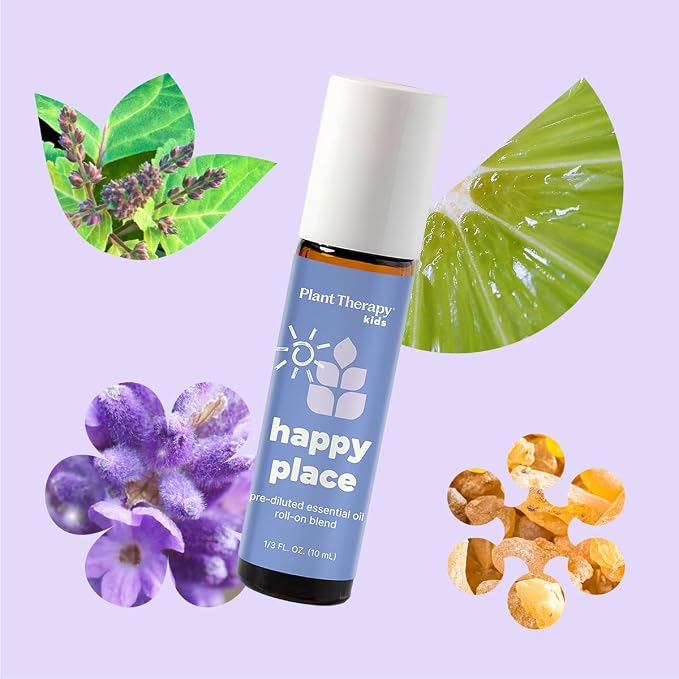 Plant Therapy KidSafe Happy Place Essential Oil Blend 10 mL (1/3 oz) Pre-Diluted Roll-On, Calming Aromatherapy for Stress, Relaxation & Emotional Balance
