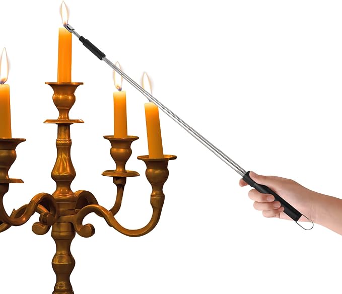 Candle Arc Lighters Long Flexible Neck 70cm Rechargeable Telescopic Electric Flameless Lighter for Kitchen Fireplace Pilot Light BBQ Stove (Black)
