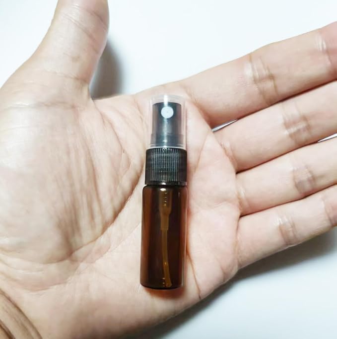 Elfenstall- 10pcs Amber 5ml 1/6oz Atomizer Vial Glass bottle Spray Refillable Perfume Empty Fine Mist Sample Bottle Clean Cloth Free 3ML Pipette for Travel Party
