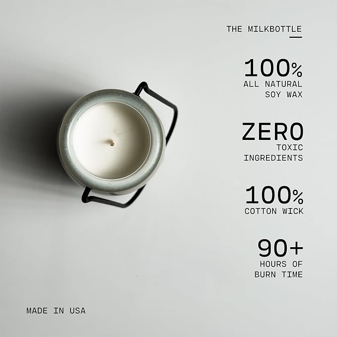 Milkhouse Candle Company Citrus & Lavender Soy Candle - Tart Citrus | Lavender Buds | Soft Herbal Undertones Scented - 14 oz Milkbottle with Lid, 90+ Hour Burn Time, Made in the USA