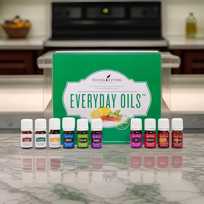Young Living Everyday Oils Essential Oil Collection | 10 Popular Essential Oils & Blends | 5ml Each | Supports Wellness, Relaxation, Skin Care, Aromatherapy, and Overall Well-Being