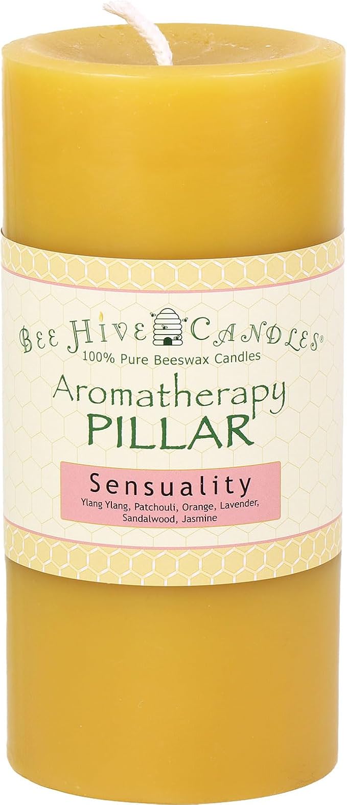 Bee Hive Candles 100% Pure Beeswax Aromatherapy Pillar Candle (3" x 6", Sensuality)