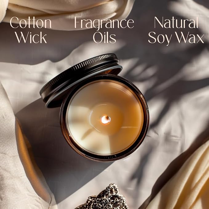 Cardamom & Cream Natural Soy Wax Scented Candle – Crafted in USA, Seattle – Gift for Birthday, Meditation, Home, Spa – Aroma Candle for Relaxing – Aromatherapy Scented Candles for Women & Men