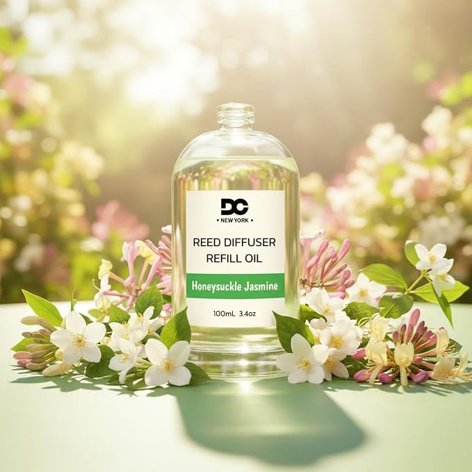 Daniella's Candles Honeysuckle Jasmine Reed Diffuser Refill Oil, 3.4oz/100ml, Premium Fragrance Oil, Home Fragrance, Oil for Reed Diffusers, Long Lasting