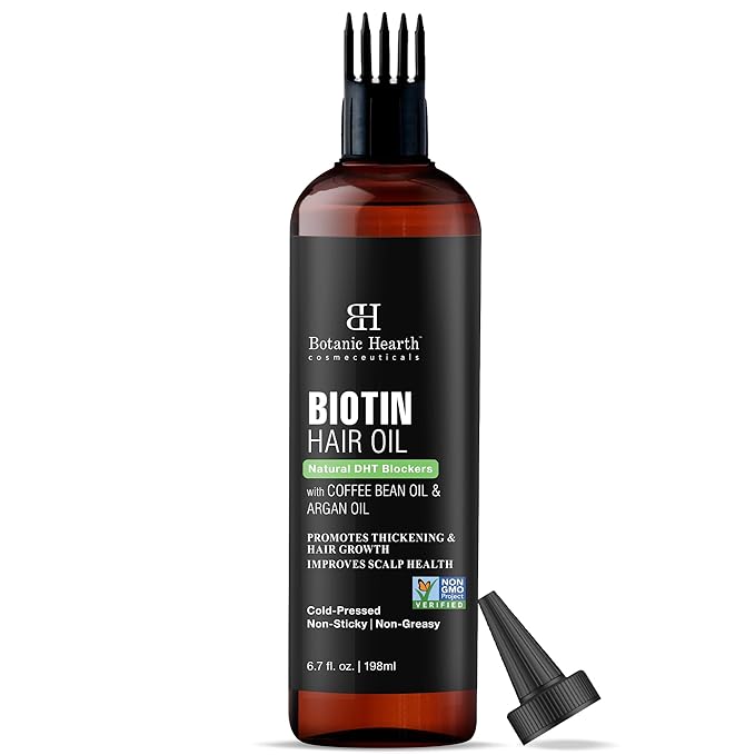 Botanic Hearth Biotin Oil for Hair Growth & Hair Treatment Oils | Strengthening Dry, Frizzy, Damaged Hair & Scalp Treatment | 6.7 Fl Oz