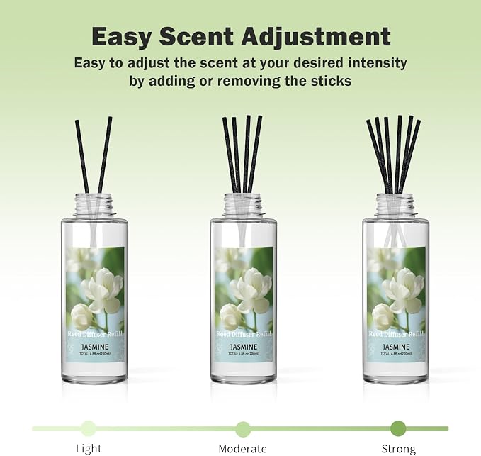 SCENTORINI Reed Diffuser Oil Refill, Jasmine Diffuser Oil 6.76 Fl Oz, Natural Scented Essential Oil Refill Long Lasting Summer Home Fragrance for Room Spa Aromatherapy Bathroom Home Decor
