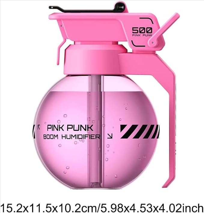 Fangool Mini Cyberpunk Essential Oil Diffuser & Humidifier, 500ml Portable USB Quiet Operation, Auto Shut-Off, 8H Runtime for Gaming, Bedroom, Office, Yoga, Travel Gift (Pink)