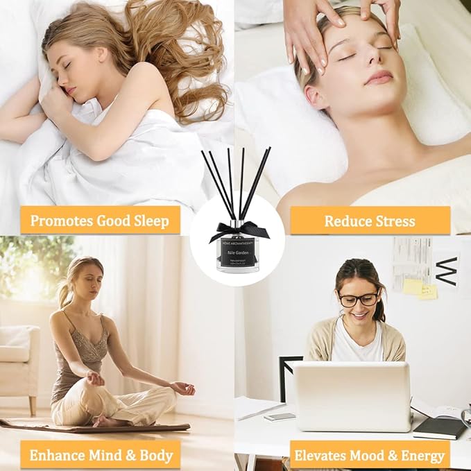 Reed Diffuser Set,Gardenia Reed Diffuser Gifts for Women,3.4oz(100ml) Reed Diffuser with Sticks, Home Fragrance Reed Diffuser for Living Room, Office & Bathroom Shelf