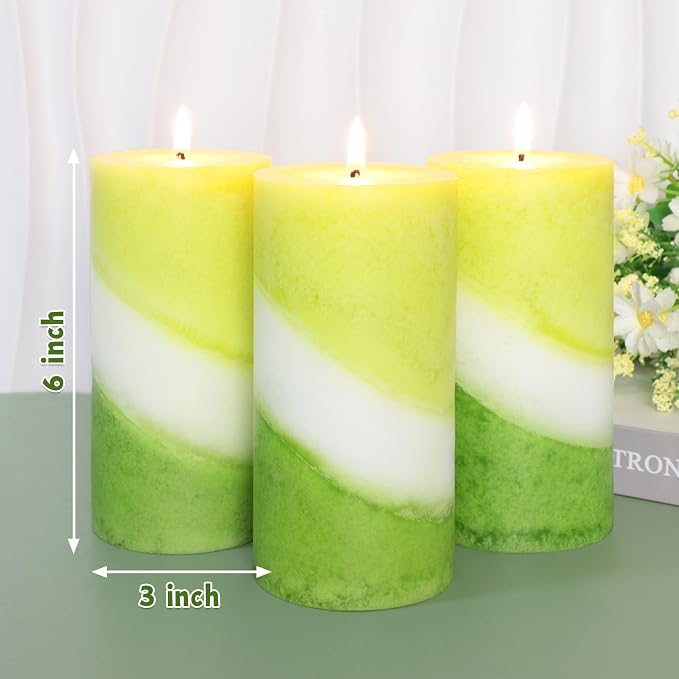 Crystal Club Eucalyptus Mint Scented Pillar Candles, 3x6 Inch Green Pillar Candle, 70+ Hours Long Burning Time, 100% Cotton Wick Smokeless & Dripless Wax, Aromatherapy Candle for Relaxation Home Decor