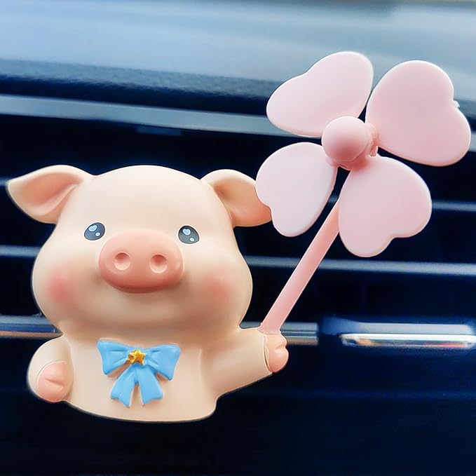 Cute Car Air Freshener Vent Clips, 3D Animal with Mini Fan Diffuser Vent Clip, Air Conditioning Decoration Car Accessories for Women and Men