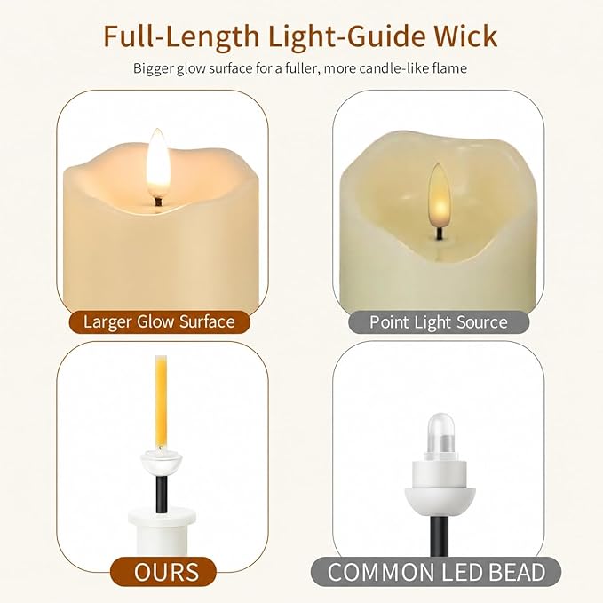 ANGELLOONG Flickering Flameless Candles, Realistic Battery Operated Candles with Remote and Timer, Set of 3 LED Candles for Fall Room Home Wedding Decor Centerpieces Table Party Christmas Decorations