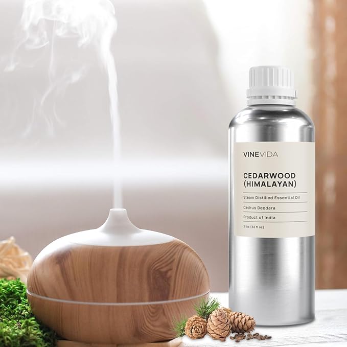 VINEVIDA Cedarwood Himalayan Essential Oil 32 oz - Undiluted Cedarwood Oil 32 oz - Cedarwood Candle Oil Scent - DIY Candle Scents for Candlemaking - Bulk Essential Oil for Soap Making Safe for Skin