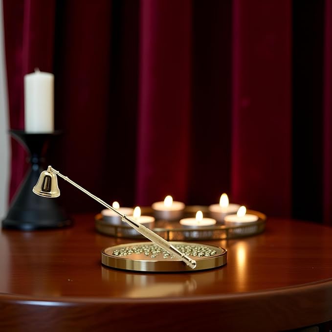 Gold Metal Candle Snuffer Wick Snuffer with Long Handle Candlesnuffers Smokeless Kit Candle Safely Extinguish Candles and Holders Candle Sleeves Accessories