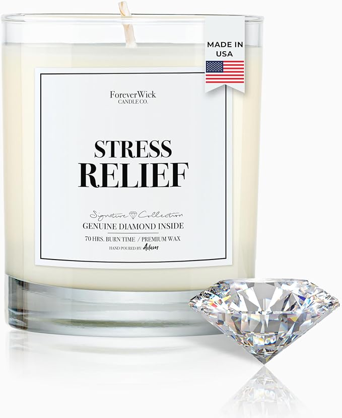 Foreverwick Stress Relief Candle | Diamond Candle Gift | Relaxing Scent | Aromatherapy for Bath, Destress & Clearance | Strong Scented Candles for Decor | 14 oz & 70 Hours Burning Time