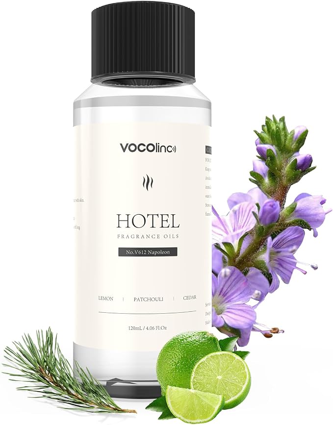 VOCOlinc Hotel Collection Diffuser Oil - Napoleon - Inspired by Luxury Five Star Hotel Lobby Scent Oil for Waterless Oil Diffusers, Luxurious Scents of Lemon, Patchouli, and Cedar (4.06 OZ)