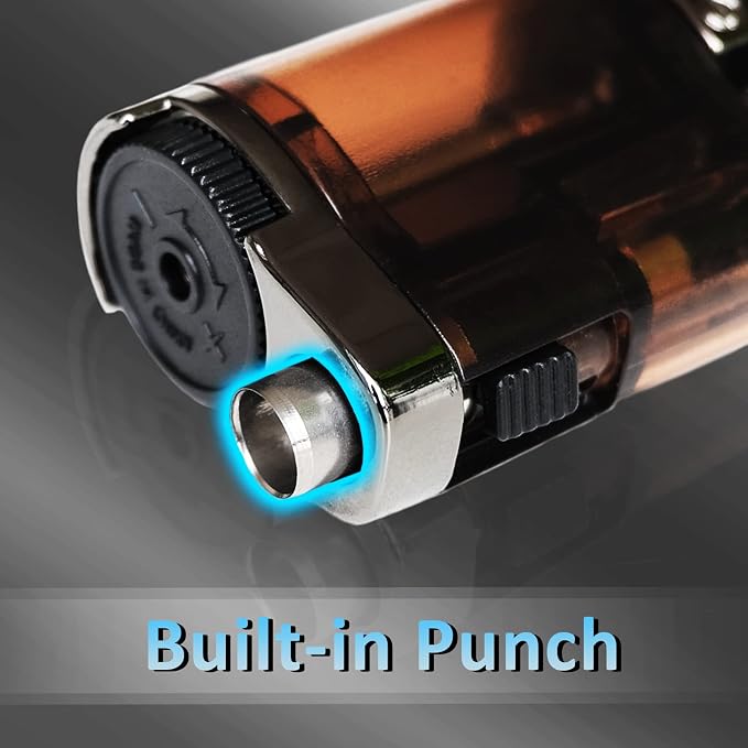 Zoocura Torch Lighter 2 Pack Triple Jet Flame Butane Torch Lighters Refillable Butane Gas Lighters Windproof Adjustable 3 Flame Lighter for Christmas (Without Gas)
