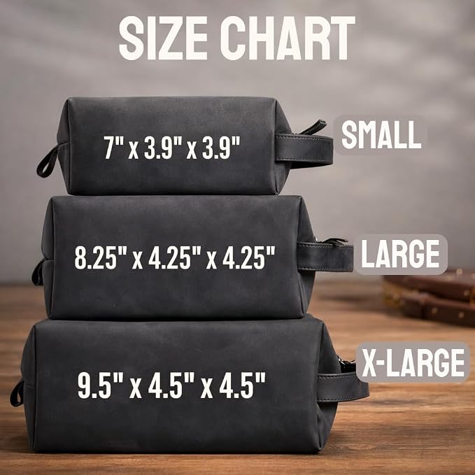 Personalized Handmade Genuine Leather Toiletry Bag | Custom Engraved Shaving Dopp Kit with Name, Initial | Travel Pouch for Men, Him, Husband, Dad, Boyfriend | Gift Idea for Groomsmen