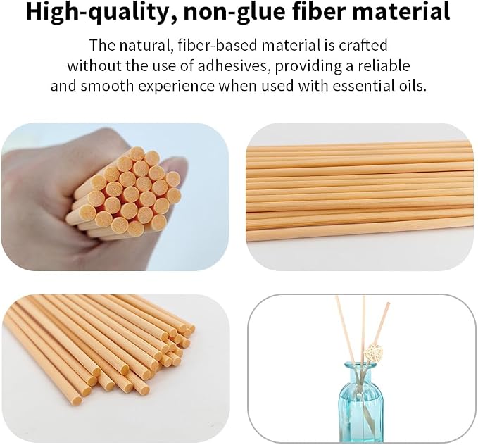 25PCS Natural Fiber Reed Diffuser Sticks 12 Inch Long 5mm Diameter Strong Absorption Refill Replacement Reeds for Diffuser Stick Essential Oil Scented Aroma Fragrance Rod for Home Office Spa
