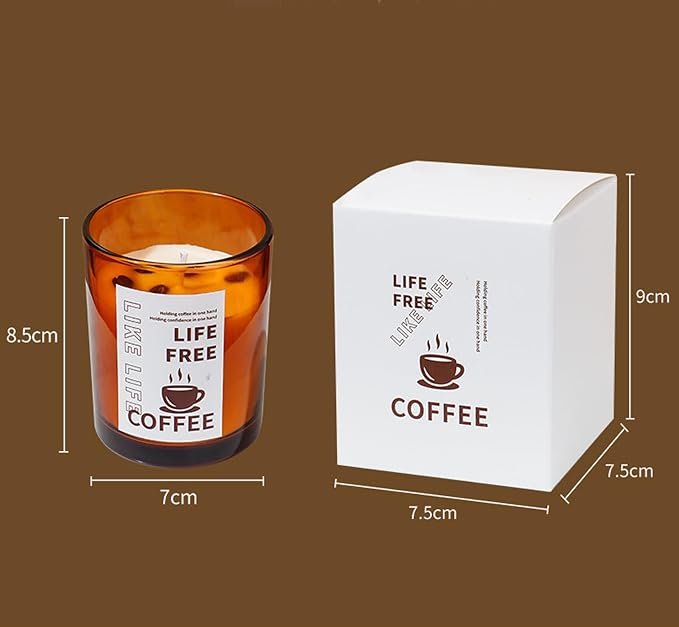 Natural Coffee Scented Candle in Orange Glass,Real Beans Inside! Smokeless Soy Wax Aroma Candle Gift for Coffee Lovers,Home Bedroom Decor,Wedding Props,Aromatherapy Must-Have