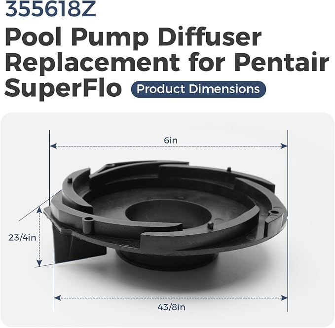 355618Z Pool Pump Diffuser Replacement Compatible with Pentair 1-1/2HP and 2HP SuperFlo, SuperMax & Pinnacle Pool Pumps, Pump Diffuser Replace 355618