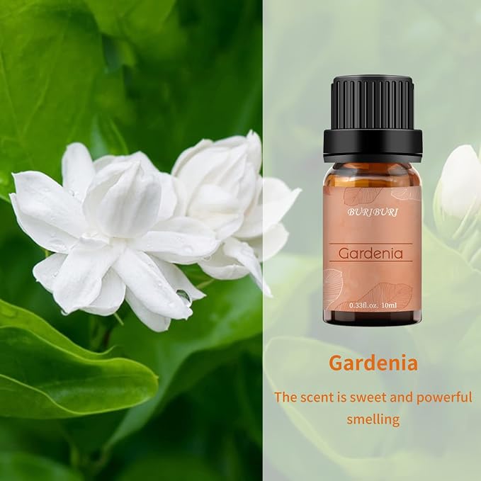 BURIBURI Honeysuckle and Gardenia Essential Oil Set, 100% Pure, Undiluted, Natural Essential Oils Gift Set for Diffuser, Massage