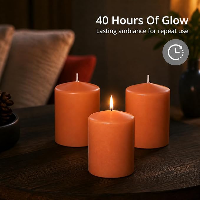 yummi 3" x 4" Sienna Round Pillar Candles - 3 per Pack