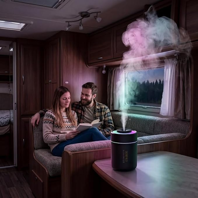 Mini Humidifier - 7-Color LED Night Light, 2-in-1 Aroma Diffuser & Humidifier, USB Portable, 4H/8H Timer, Safe Auto Shut-Off, Ideal for Home Office Car Gift (black, 2.8 * 2.8 * 4.1)