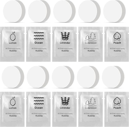 10 Pack Car Air Vent Clip Freshener Refills Solid Fragrance - 5 Scents Replacement Pads Car Fresheners Long Lasting - Variety Scent Refill - Cedarwood, Lemon, Ocean, Peach, Lavender