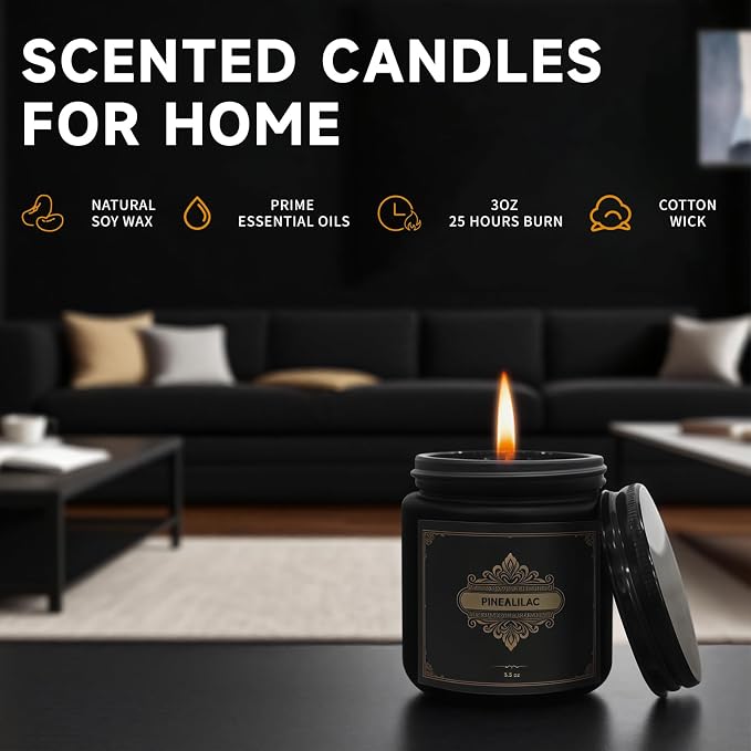 Gifts for Men,6 Pack Scented Candles for Men, Scented Candles Set Soy Candles for Home Him,Father's Day Gifts, Scents of Rosemary/Fresh Rose/Cedar Teak/Grapefruit/Rose & Pomegranate Berry/Fig