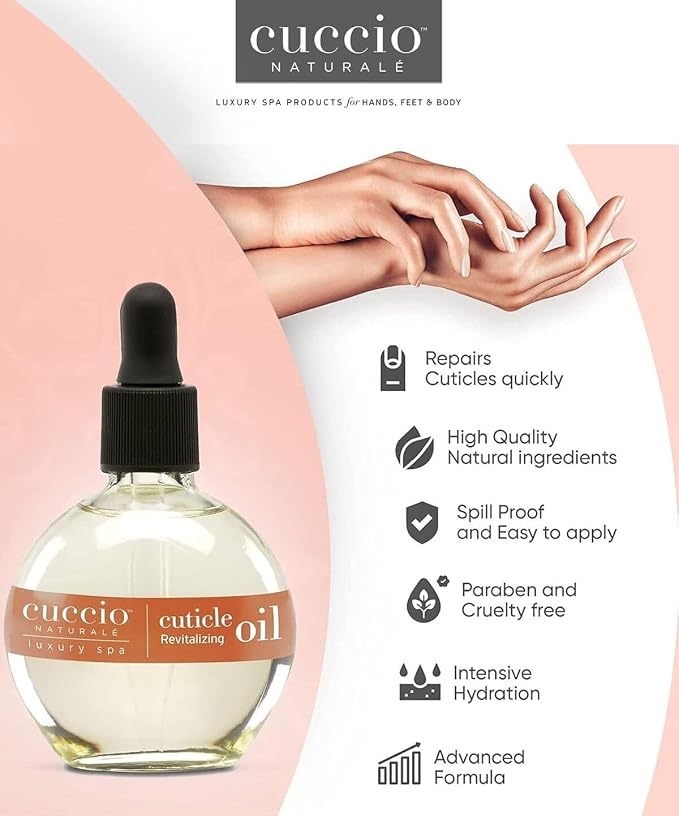 Cuccio Naturale Sweet Almond Revitalizing Cuticle Oil, Lightweight Fast-Absorbing Hydrating Nail & Cuticle Conditioner, Cold-Pressed Oils + Vitamin E, 2.30 Fl Oz
