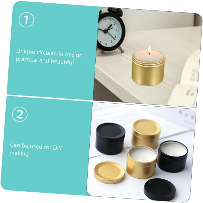 CORHAD 4pcs Aluminum Candle Jars for Candle Making Black Scented Containers Practical Storage for Solid and Liquid for Home Decor and Parties
