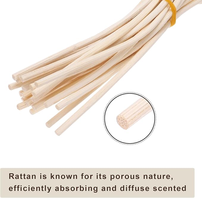 uxcell 20Pcs Wavy Rattan Reed Diffuser Sticks, 28cm/11 Natural Wooden Rattan Fragrance Diffuser Refill Sticks Replacement for Home, Bedroom, Hotel, Office, Bathroom Shelf Decor (Wood)