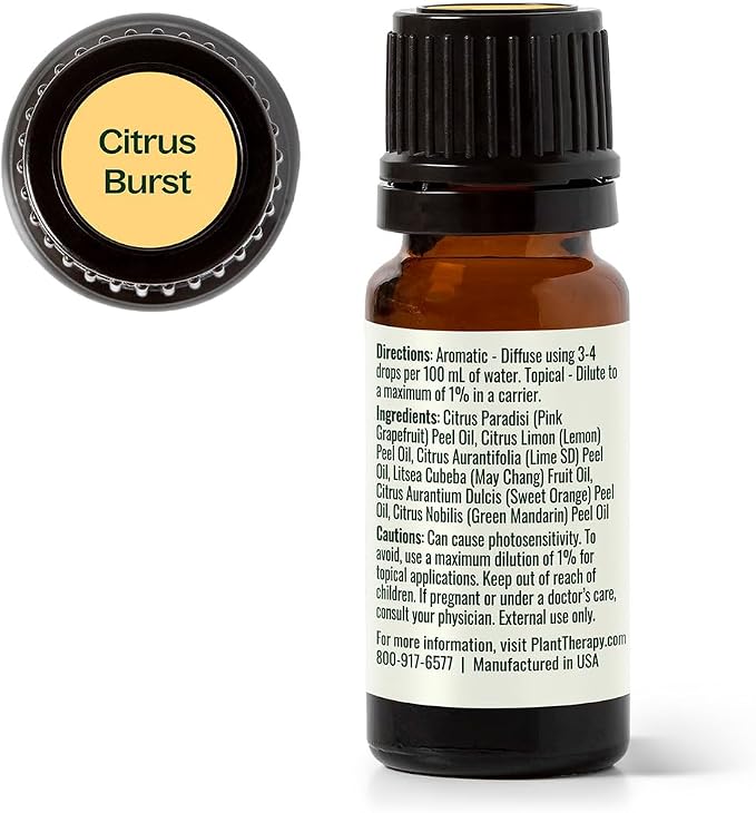 Plant Therapy Citrus Burst Essential Oil Blend 10 mL (1/3 oz) 100% Pure, Undiluted, Therapeutic Grade