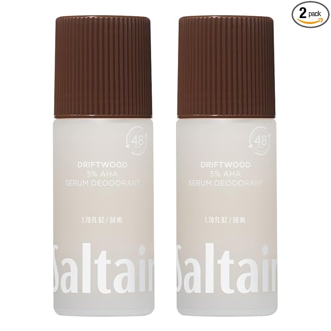 Saltair Serum Deodorant 2 Pack – 5% AHA – Aluminum-Free Odor Control for Women & Men – Mandelic Acid Deodorant with Lactic Acid – Driftwood Scent – 2x 1.7oz Travel Roll On