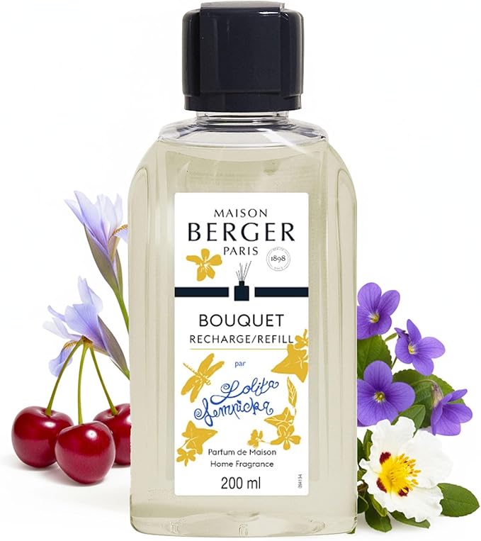 MAISON BERGER Reed Diffuser Refill, 200 ml, Lolita Lempicka | Fragrance Refill for Reed and Ceramic Diffusers, Passive Diffusion, ~6 Weeks, No Flame or Electricity, Made in France
