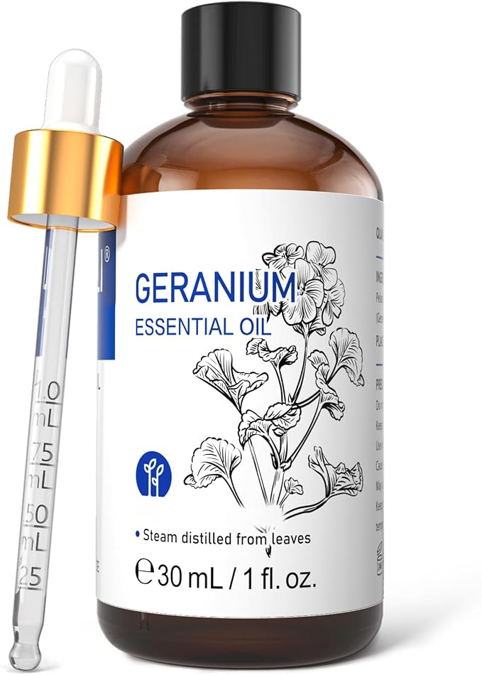 HIQILI 30ML Geranium Essential Oil， for Skin, Diffuser & Candle - 1.01 Fl.Oz