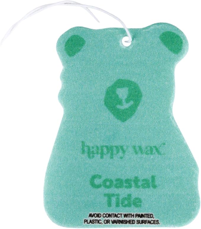 Happy Wax Hanging Car Cub Air Fresheners Infused with Natural Essential Oils, 4 Ct. (Coastal Tide)