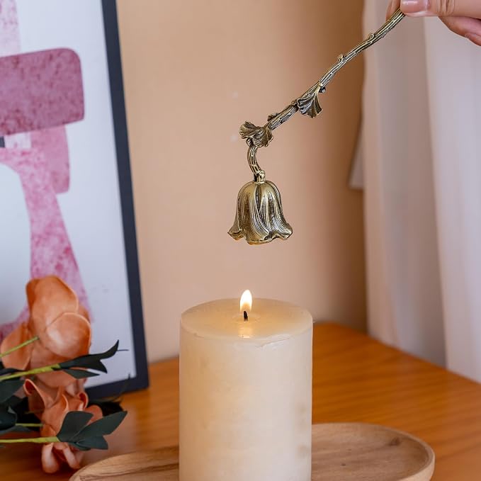 Handmade Enamel Candle Snuffer Metal Candle Extinguisher,Vintage Decorative Candle Wick Flame Extinguish Cover Tool,Candle Accessory Gift (Bronze)