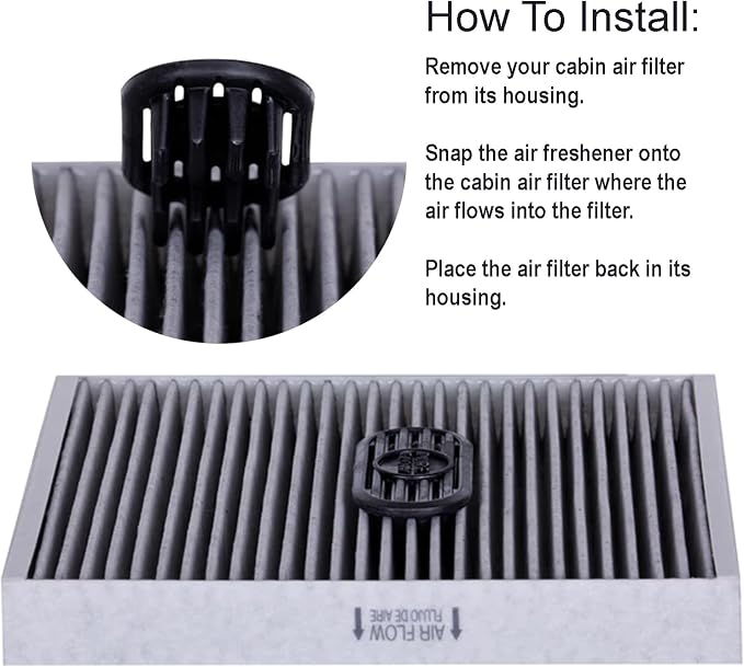 PUREFLOW Cabin Filter Air Freshener with Odor Eliminator - Fits on Most Car, Truck, and SUV Cabin Air Filters - Black Rock (2-Pack)