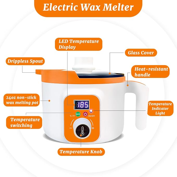 Ksedcon Digital Wax Melter for Candle Making, Electric Wax Melting Pot with Pouring Spout, Candle Wax Melting Pot with Temp Control(LED Display