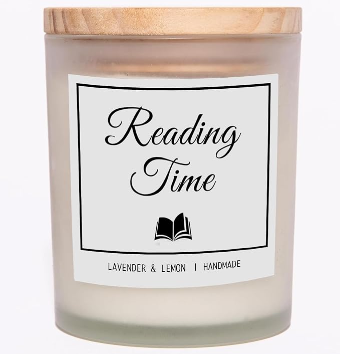 Reading Time Candle - Book Lovers Gifts, Gifts for Readers, Lavender & Lemon Scented Candle, Natural Soy Wax & Natural Essential Oils