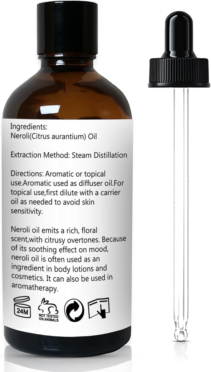 GM Gumili Neroli Essential Oil, Pure Neroli Oil for Diffuser - 3.38 Fl Oz 100ml