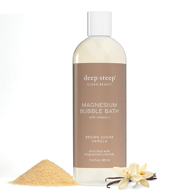 Deep Steep Magnesium Bubble Bath, 15.6 oz – Foaming Soak with Magnesium, Coconut Oil, Aloe, Vitamin C, Shea Butter & Argan Oil – Vegan, Clean Beauty for Stress & Sleep (Brown Sugar Vanilla)