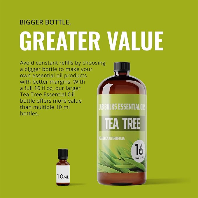 Lab Bulks Essential Oil Tea Tree Essential Oil 16 Ounce (2 Pack) – Aromatherapy Tea Tree Oil Bulk for Diffuser, Soap Making, Home, Candles