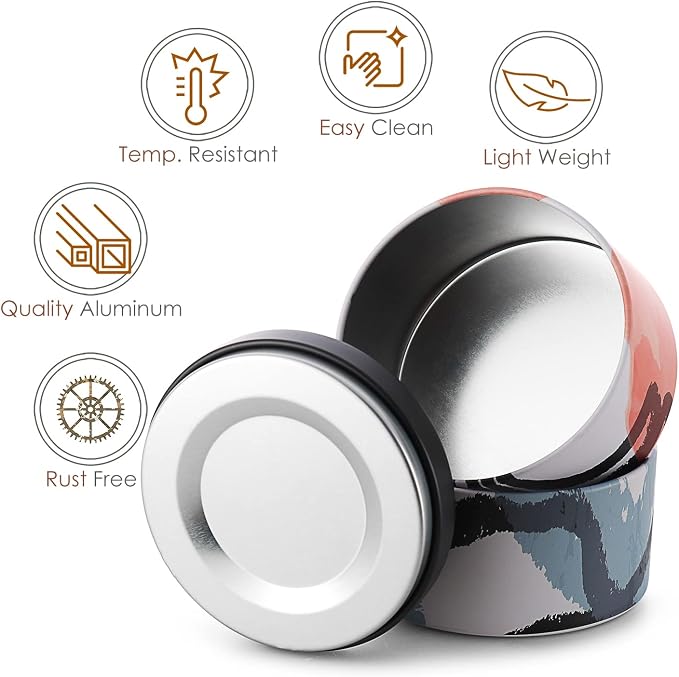 Hearth & Harbor Tin Candle Jars for Making Candles - DIY Candle Containers with Lids - Metal Candle Jars - Bulk Tins Storage for Candle - (12 Pieces) - (8 Ounces) - Painted Illustration