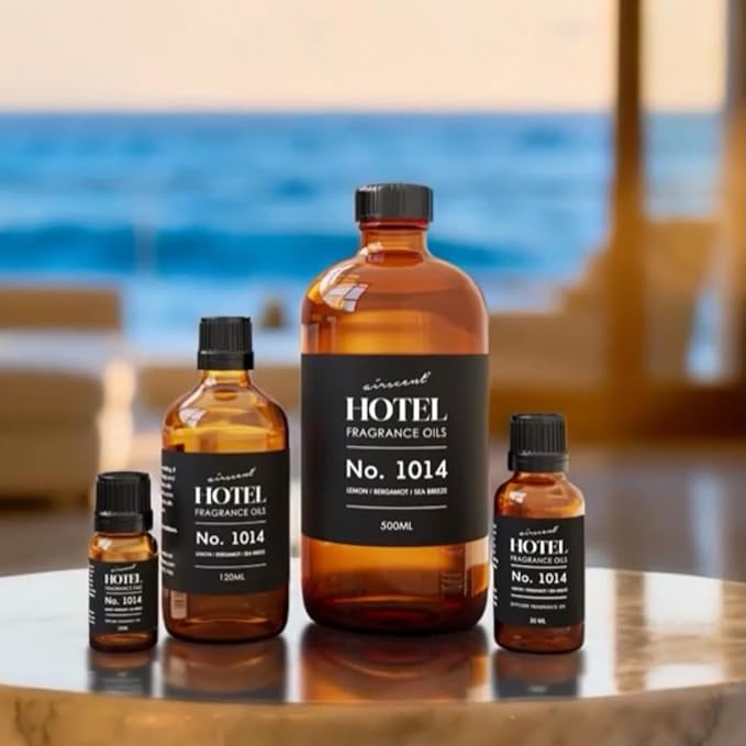 AirScent Hotel Diffuser Oil No. 1014 - The Iconic 5-Star Hotel Coastal Blend - Lemon Bergamot Sea Breeze - 500 mL Fragrance Oil for Ultrasonic and Waterless Diffusers and Crafting