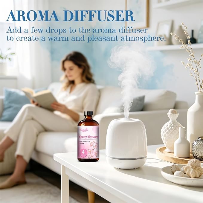Fidelissima Natural Essential Oil Set,5 Scents Gift Kit–Lavender,Cherry Blossom,Rose,Cedarwood,Lotus,Fragrance Oil for Diffuser,Candle Soap Making,Personal Care with Glass Dropper