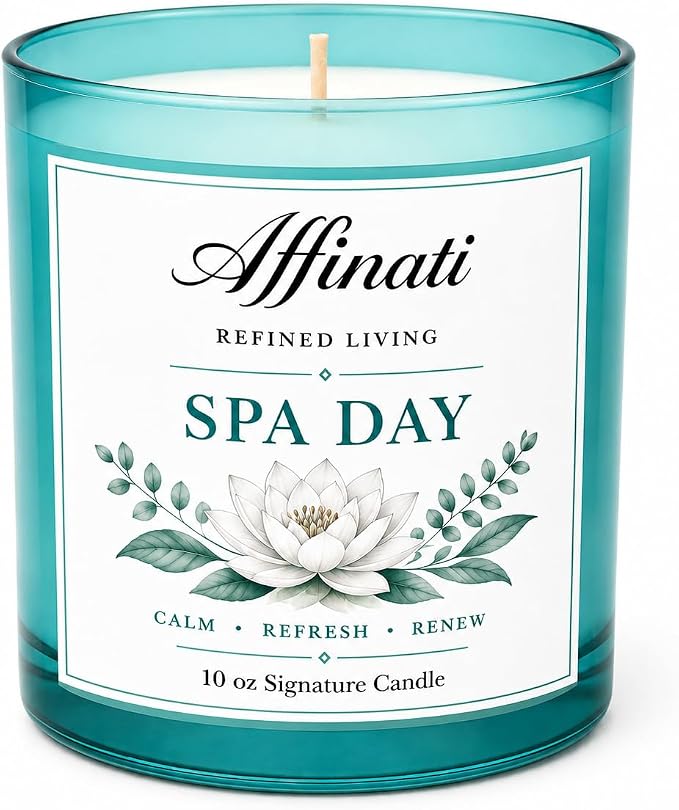 Affinati Spa Day Signature Candle - 10 oz Luxury Soy Blend Wax Candle, Long-Lasting Home Fragrance